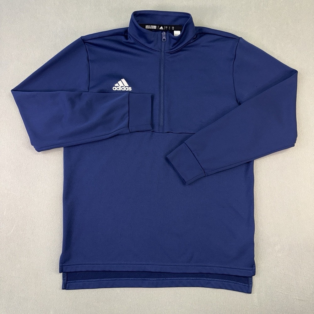 Men's Adidas Team Issue 1/4 Zip Thin Fleece Lined Sweatshirt Navy Blue‎ Size L